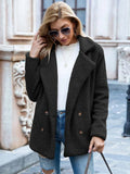 manteau femme coupe droite col cranté en noir