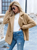 manteau femme coupe droite col cranté en kaki
