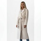 manteau femme long ceinturé croisé