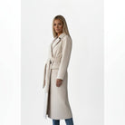 manteau femme long ceinturé croisé