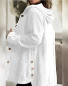 manteau femme mi-long à capuche boutonné en blanc
