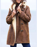 manteau femme mi-long à capuche (marron)