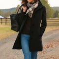 manteau femme mi-long boutonnage simple en noir