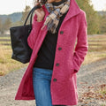 manteau femme mi-long boutonnage simple en rose