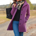 manteau femme mi-long boutonnage simple en violet