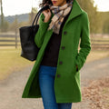 manteau femme mi-long boutonnage simple en vert mousse