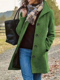 manteau femme mi-long boutonné col châle en vert