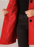 manteau femme mi-long coupe trapèze en rouge