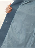 manteau femme mi-long coupe trapèze en bleu