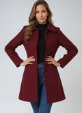 manteau femme mi-long coupe trapèze en rouge foncé