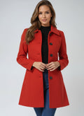 manteau femme mi-long coupe trapèze en rouge