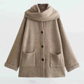 manteau femme oversize à écharpe intégrée en beige