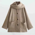 manteau femme oversize à écharpe intégrée en beige