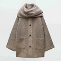 manteau femme oversize à écharpe intégrée en kaki