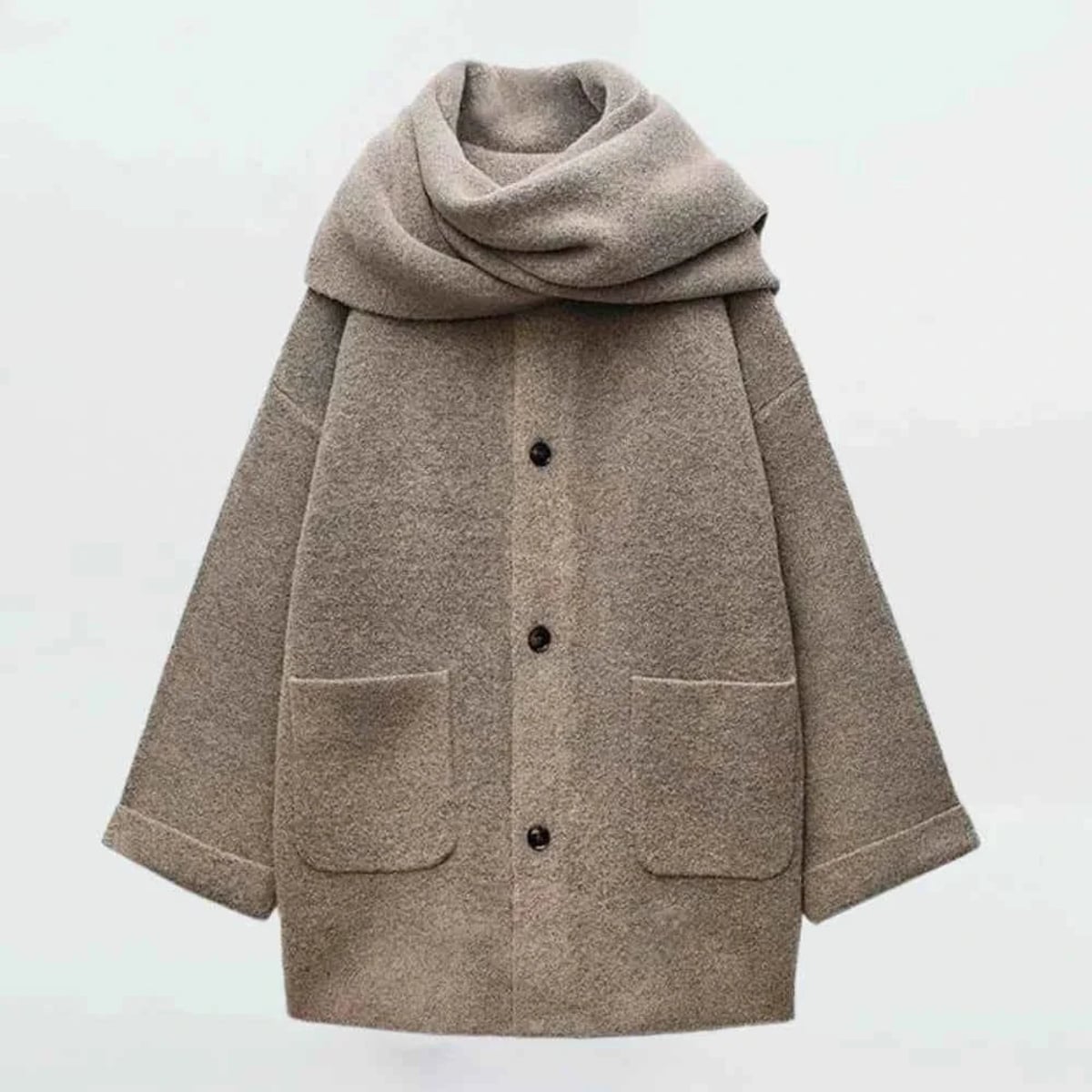manteau femme oversize à écharpe intégrée en kaki