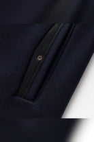 manteau homme chaud col montant coupe droite en bleu marine