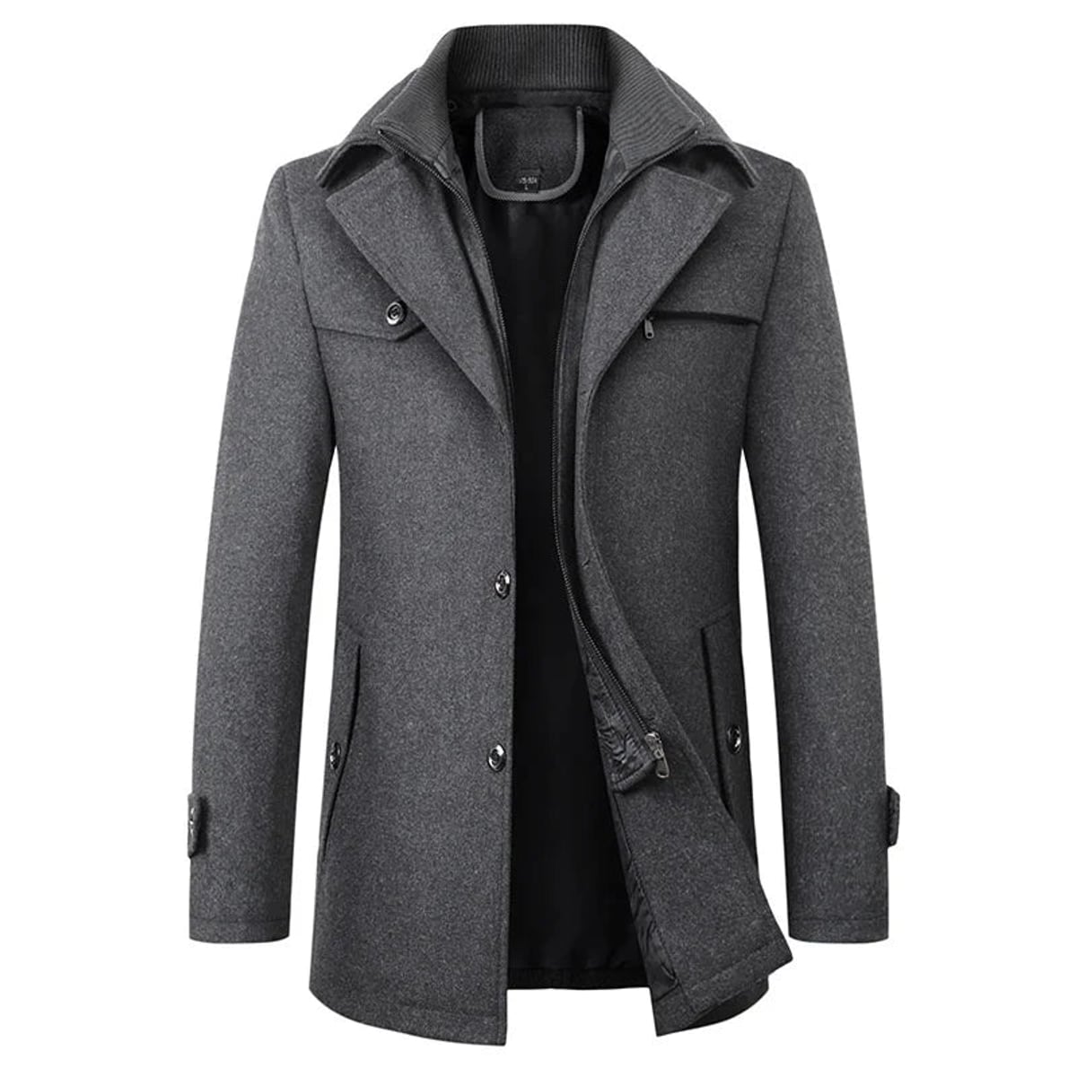 manteau homme col à revers coupe ajustée en gris
