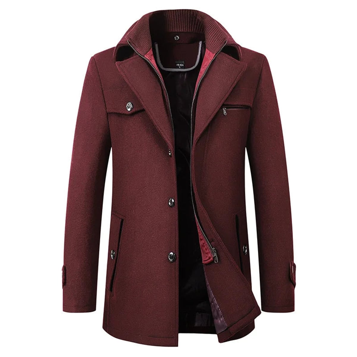 manteau homme col à revers coupe ajustée en rouge