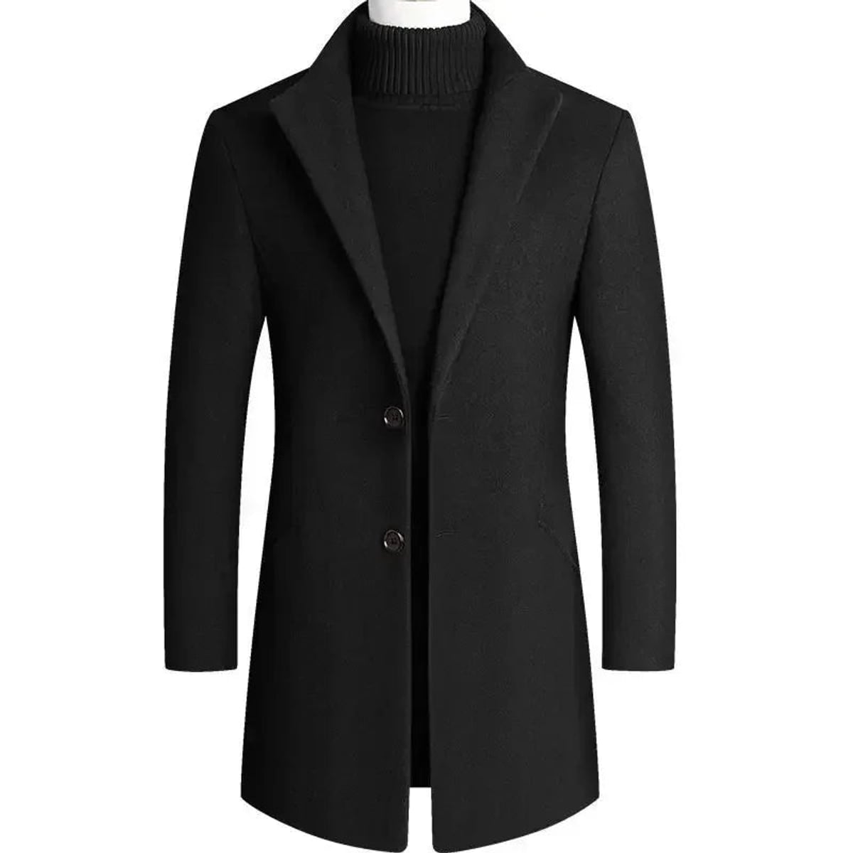 manteau homme col classique boutons noir