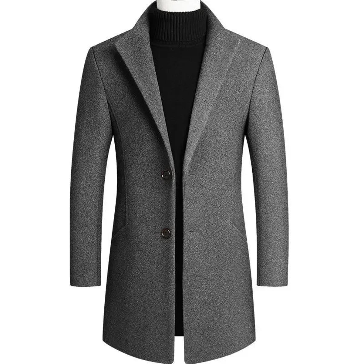 manteau homme col classique boutons gris