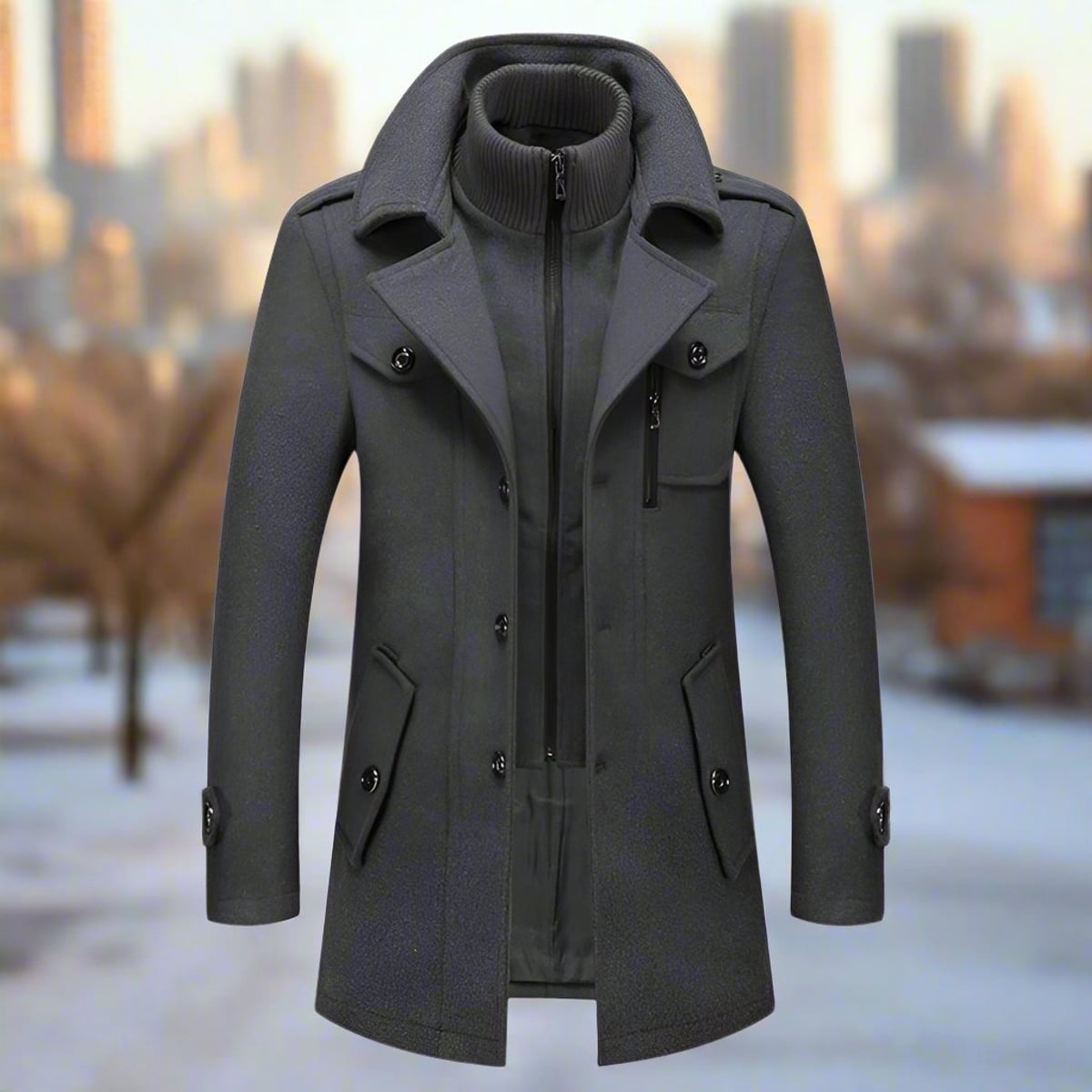 manteau homme col montant coupe droite
