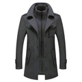manteau homme col montant coupe droite gris