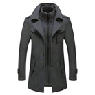 manteau homme col montant coupe droite gris