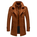 manteau homme col montant coupe droite marron