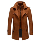 manteau homme col montant coupe droite marron