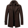 manteau homme col montant coupe droite marron fonce