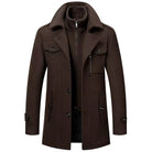 manteau homme col montant coupe droite marron fonce