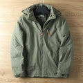 manteau homme coupe droite capuche amovible en vert