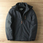 manteau homme coupe droite capuche amovible en noir