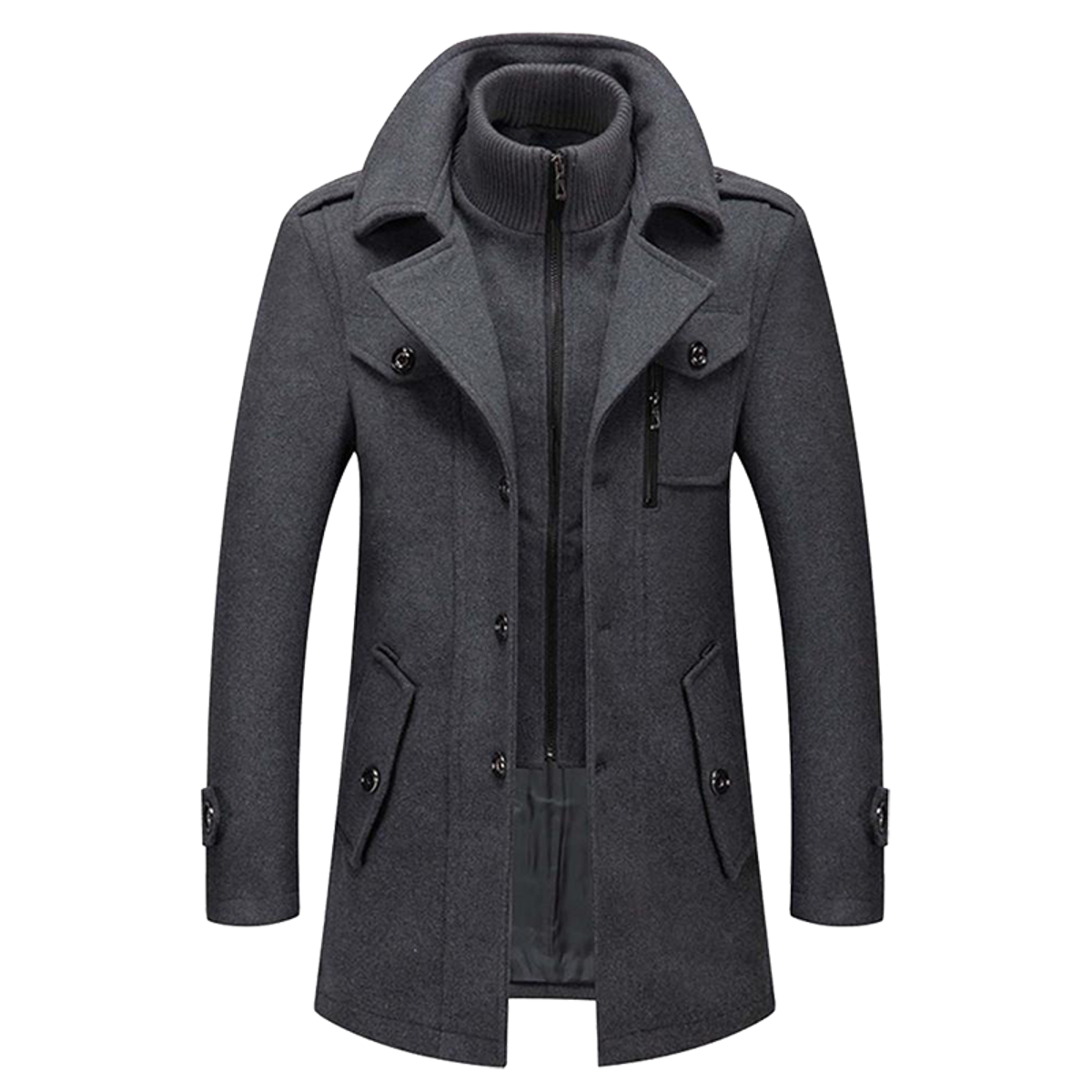 manteau homme coupe droite manches longues en gris