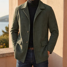 manteau homme coupe slim col cranté en vert sauge