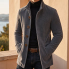 manteau homme coupe slim col cranté en gris