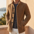 manteau homme coupe slim col cranté en marron clair