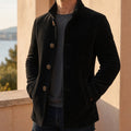 manteau homme coupe slim col cranté en noir