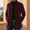 manteau homme coupe slim col cranté en rouge bordeaux