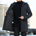 manteau homme long à capuche coupe droite en noir