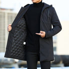 manteau homme long à capuche coupe droite en noir