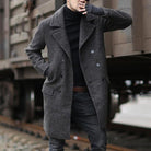 manteau homme long coupe droite croisé en gris foncé