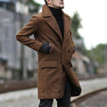 manteau homme long coupe droite croisé en marron