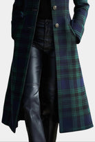manteau long femme carreaux col montant