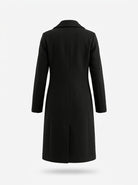 manteau long femme croisé boutons dorés en noir