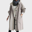 manteau long femme oversize à capuche en gris