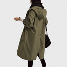 manteau long femme oversize à capuche en vert kaki