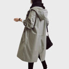 manteau long femme oversize à capuche en gris