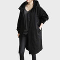 manteau long femme oversize à capuche en noir