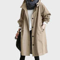 manteau long femme oversize à capuche en kaki